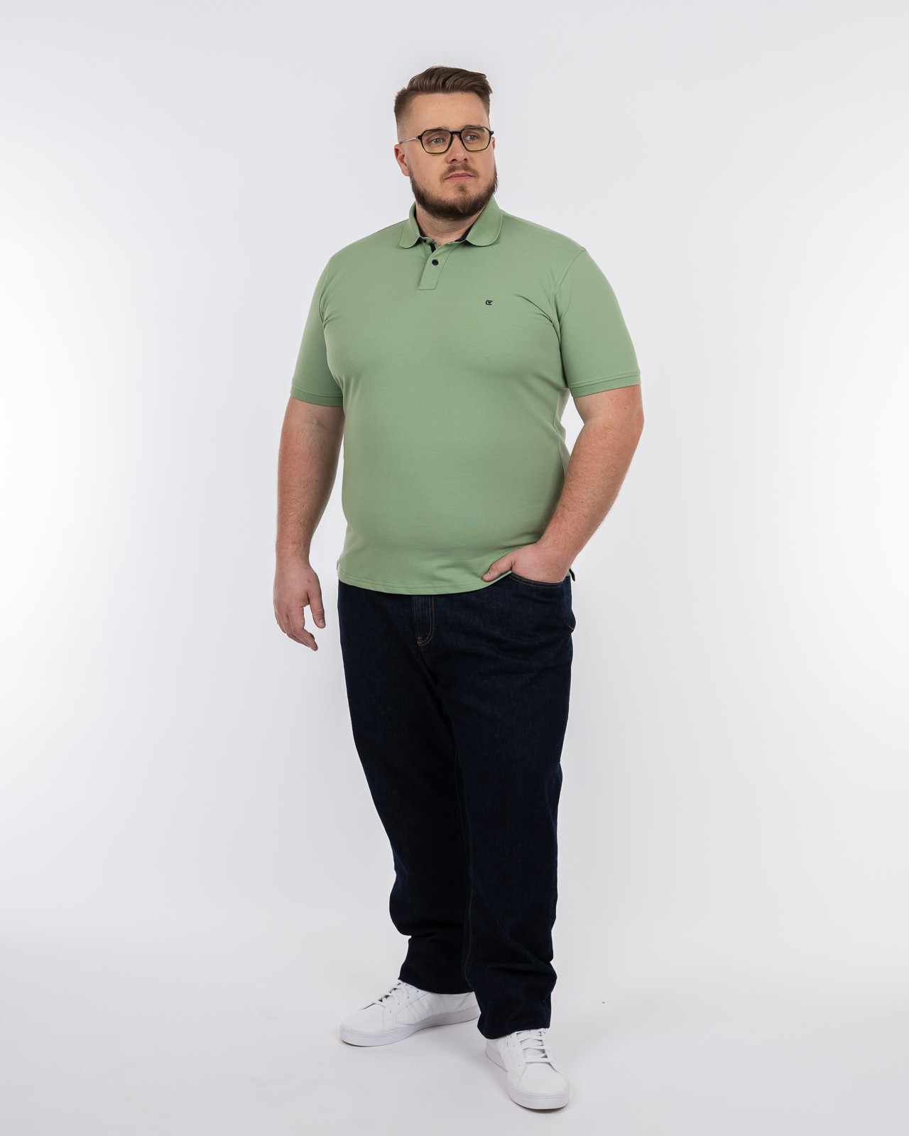 Polo piqué stretch grande taille vert