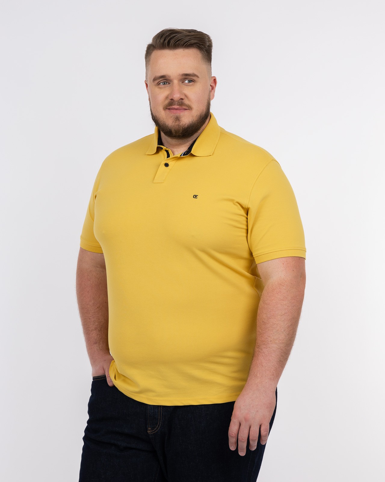 Polo piqué stretch grande taille jaune