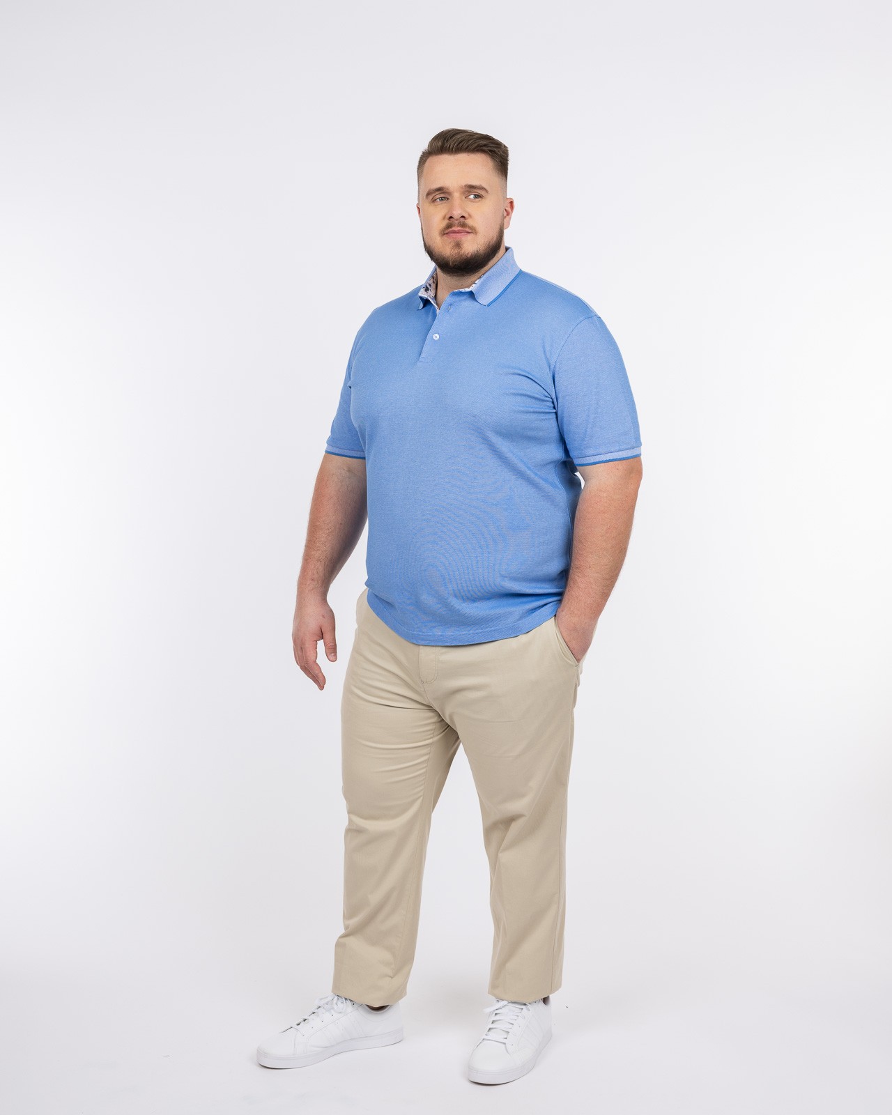 Polo piqué mercerisé grande taille bleu clair