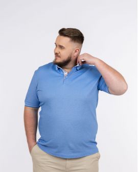 Polo piqué mercerisé grande taille bleu clair