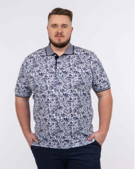 Polo piqué fantaisie grande taille bleu marine