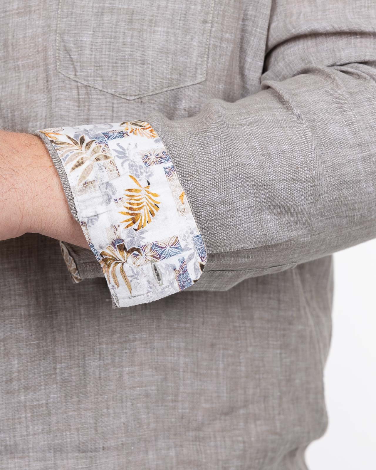 Chemise en lin grande taille beige