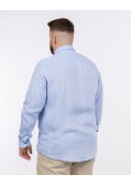 Chemise en lin grande taille bleu ciel