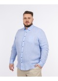 Chemise en lin grande taille bleu ciel
