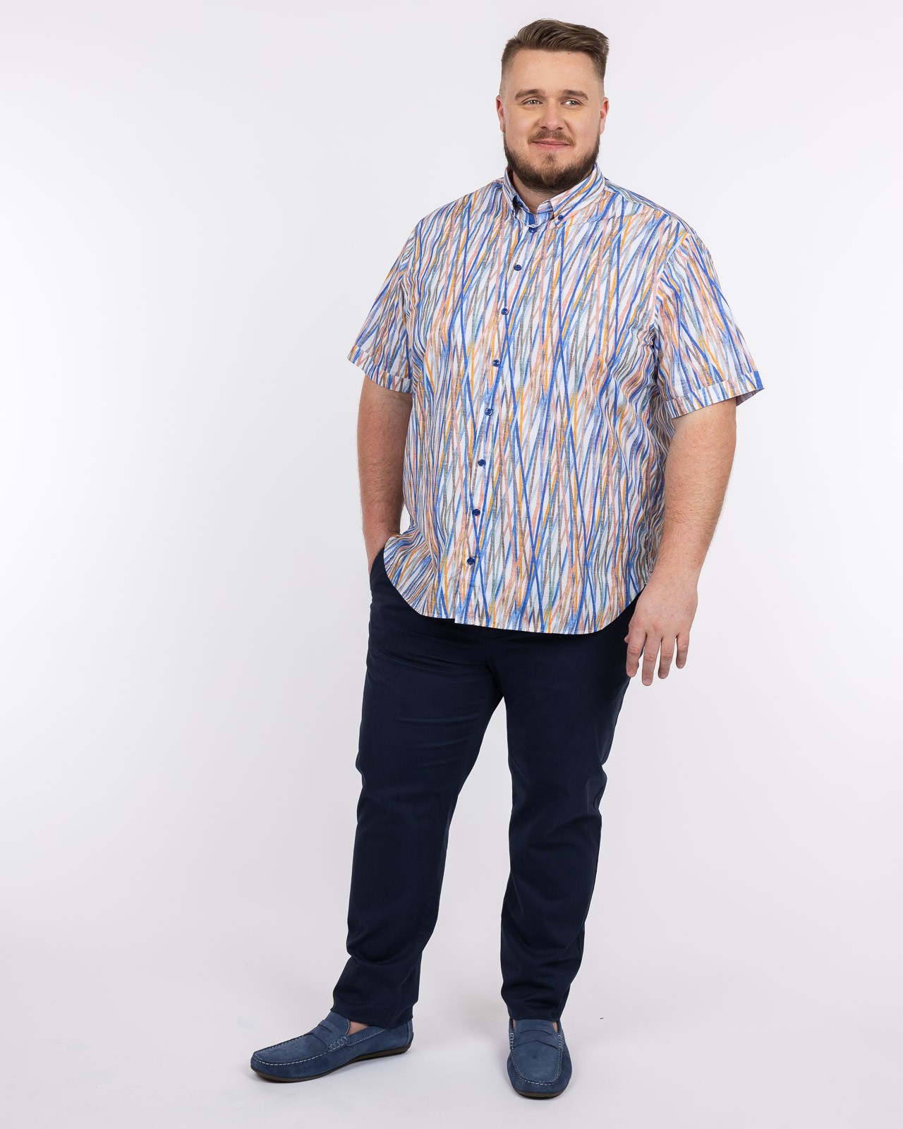 Chemisette à rayures bâtons grande taille bleu