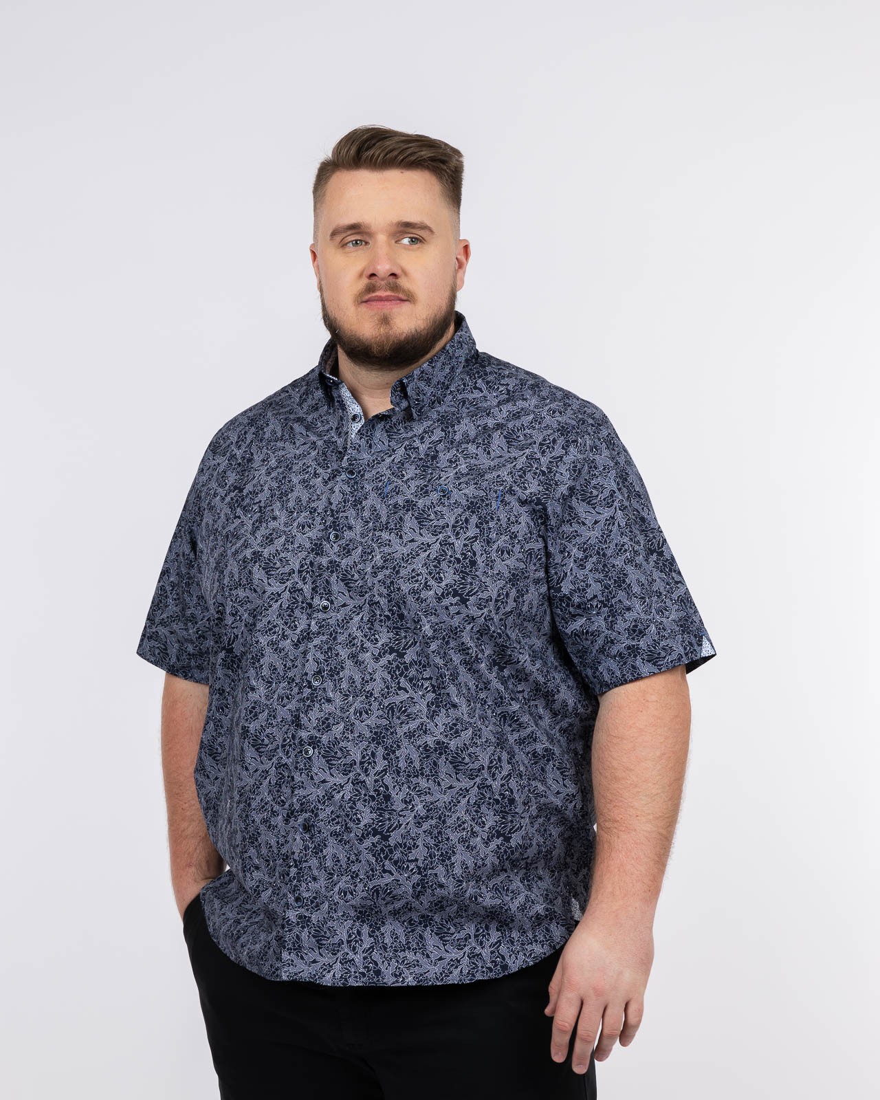 Chemisette fantaisie grande taille bleu marine