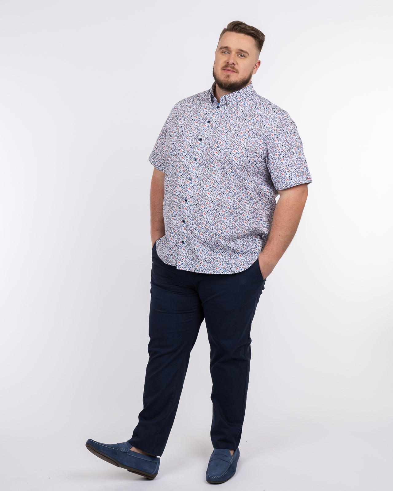 Chemisette fleurie grande taille bleu