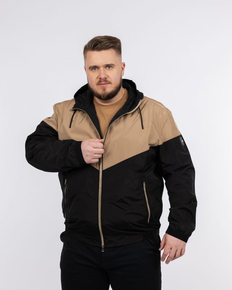 Blouson à capuche bicolore grande taille noir