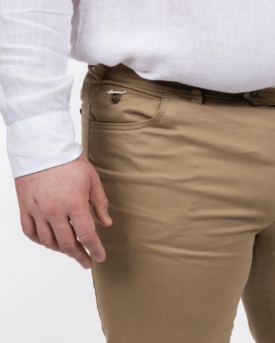 Pantalon chino twill grande taille beige