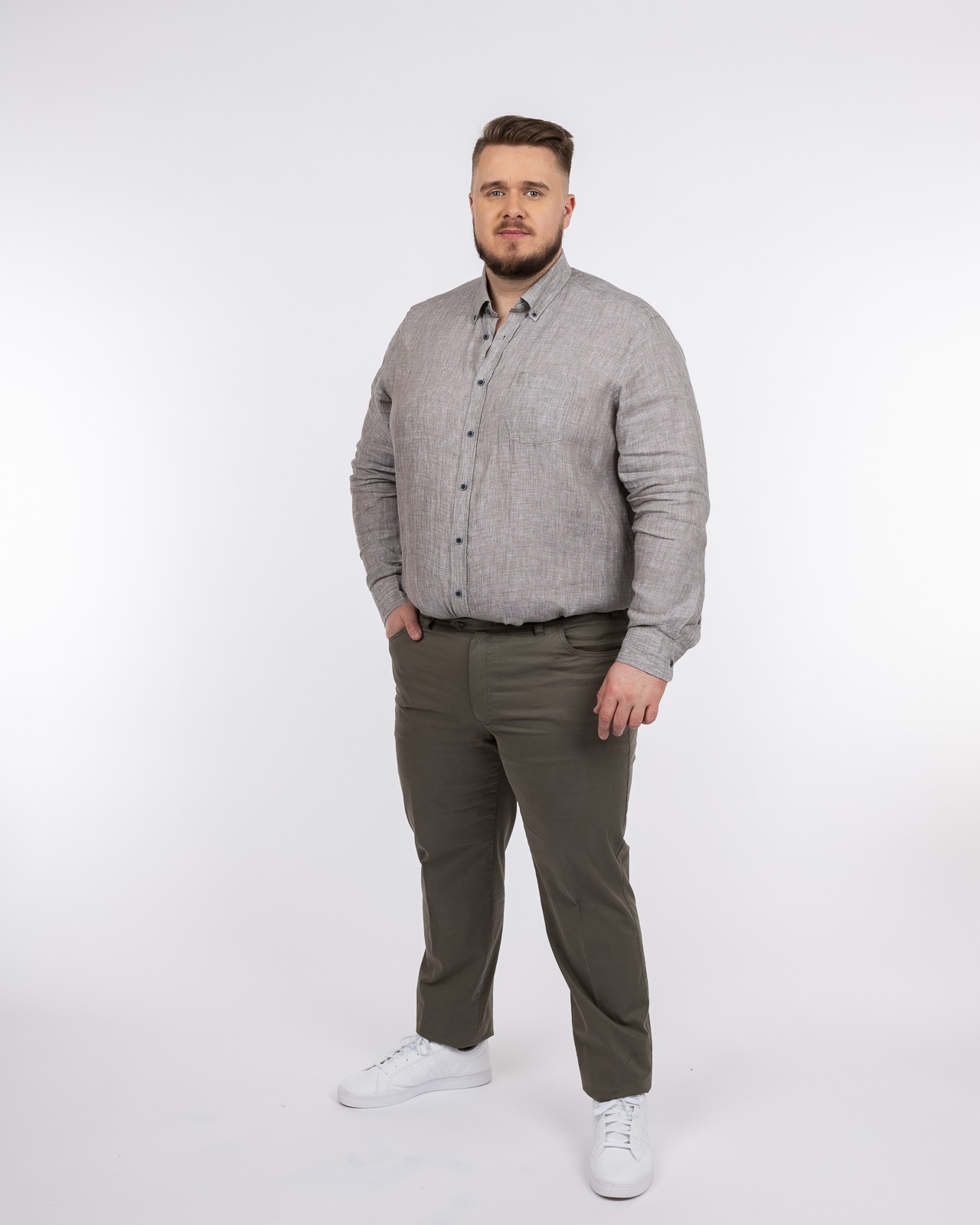 Pantalon chino twill grande taille vert kaki