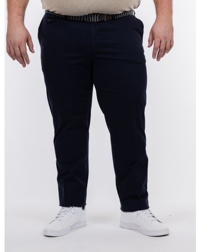 Pantalon chino tencel grande taille avec ceinture bleu marine