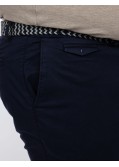 Pantalon chino tencel grande taille avec ceinture bleu marine