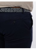 Pantalon chino tencel grande taille avec ceinture bleu marine