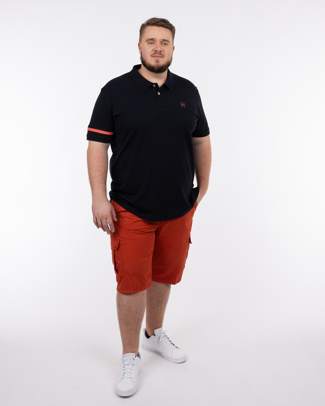 Polo piqué néon grande taille bleu marine