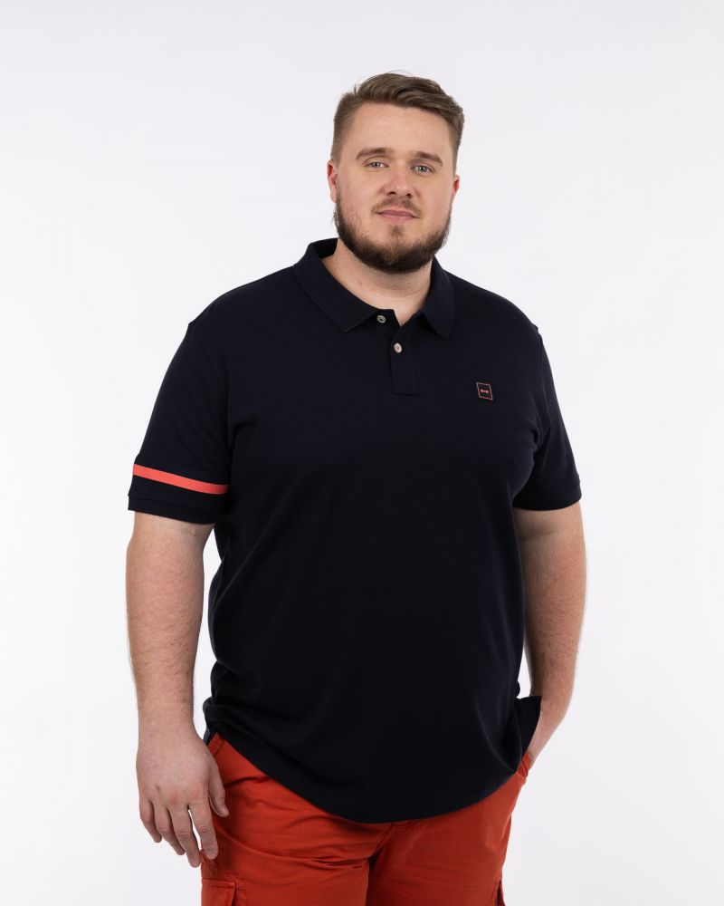 Polo piqué néon grande taille bleu marine