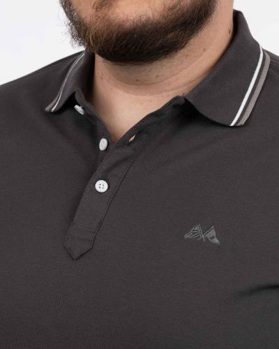 Polo piqué grande taille gris