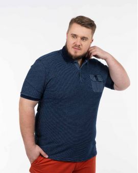 Polo à rayures grande taille bleu indigo