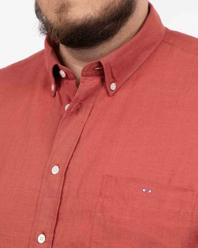 Chemise en lin grande taille rouge