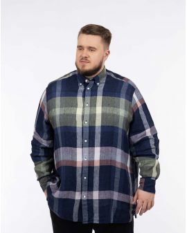 Chemise en lin à carreaux grande taille vert