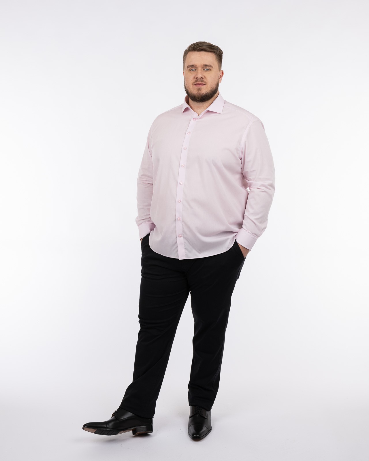 Chemise twill non iron grande taille rose