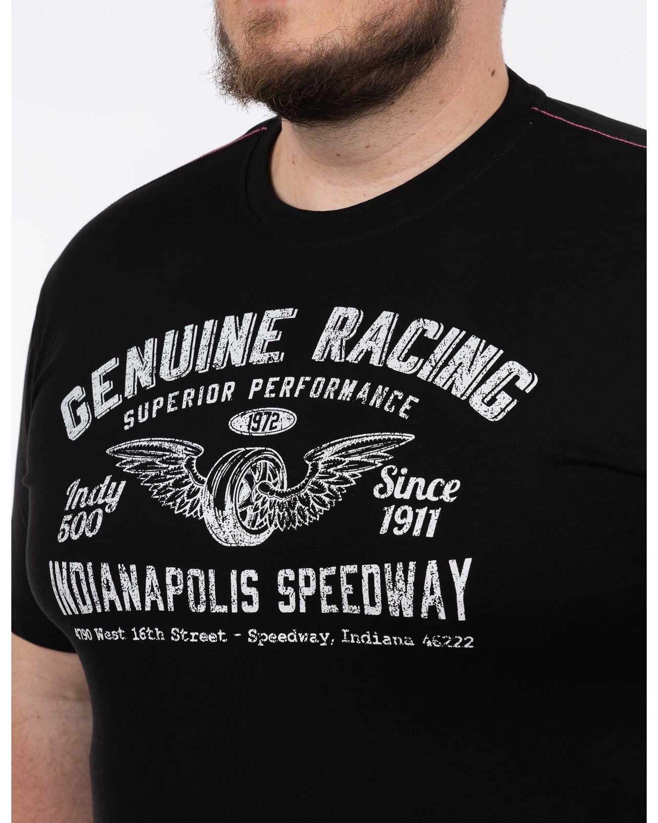 T-shirt col rond flammé grande taille noir