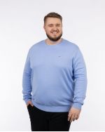 Pull col rond grande taille bleu ciel