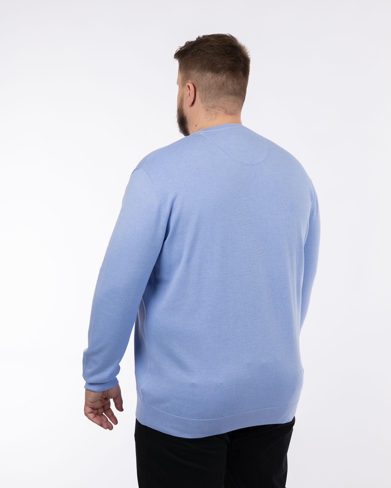 Pull col rond grande taille bleu ciel