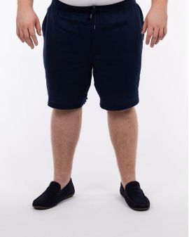 Short en lin grande taille bleu marine