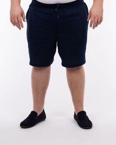 Short en lin grande taille bleu marine