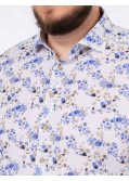 Chemise en coton lin grande taille bleu
