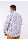 Chemise en coton lin grande taille bleu