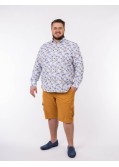 Chemise en coton lin grande taille bleu