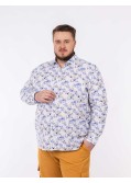Chemise en coton lin grande taille bleu