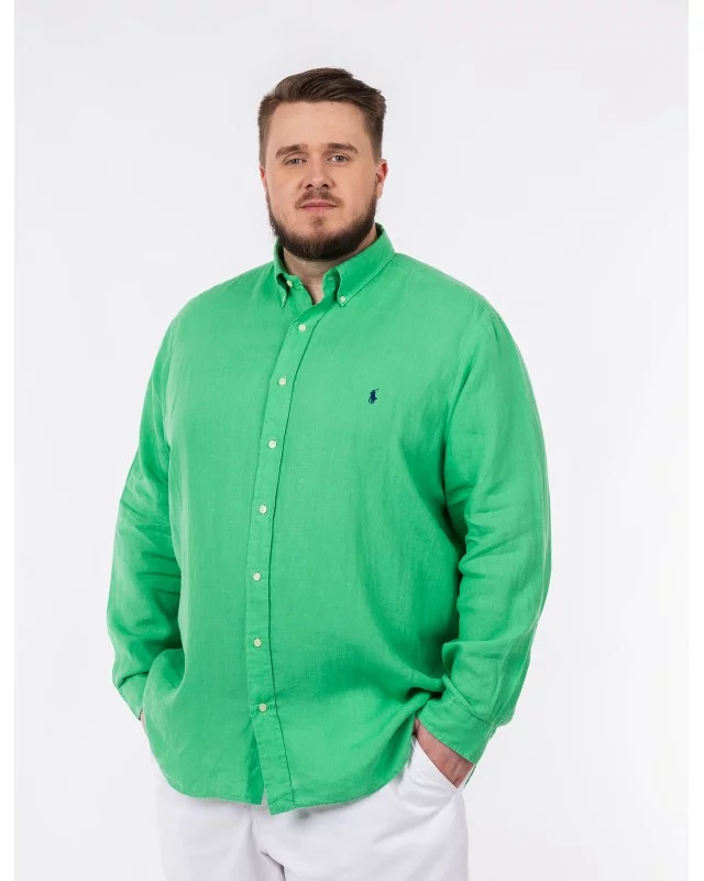 Chemise en lin grande taille vert