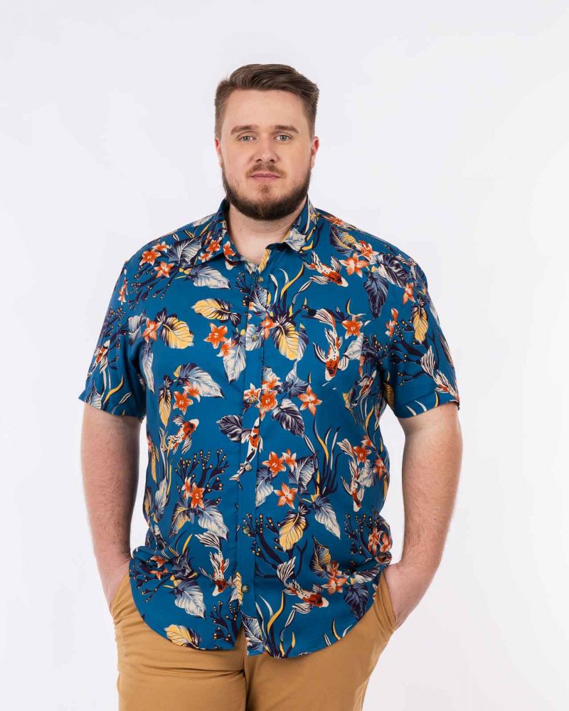 Chemisette tropical grande taille bleu