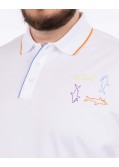 Polo piqué 4 sharks grande taille blanc