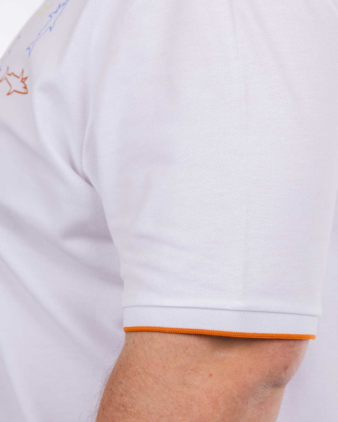 Polo piqué 4 sharks grande taille blanc