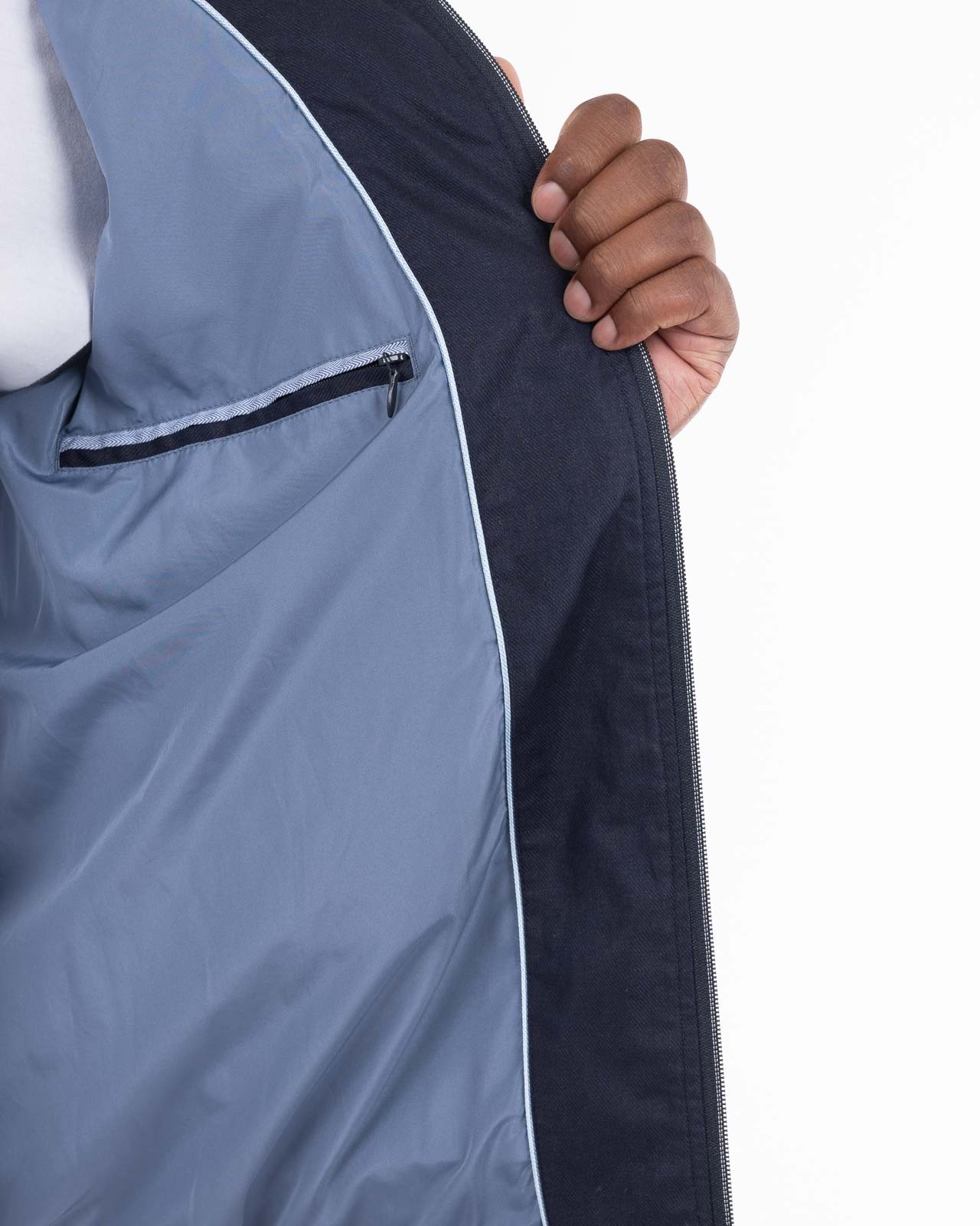 Blouson en coton et lin grande taille bleu marine