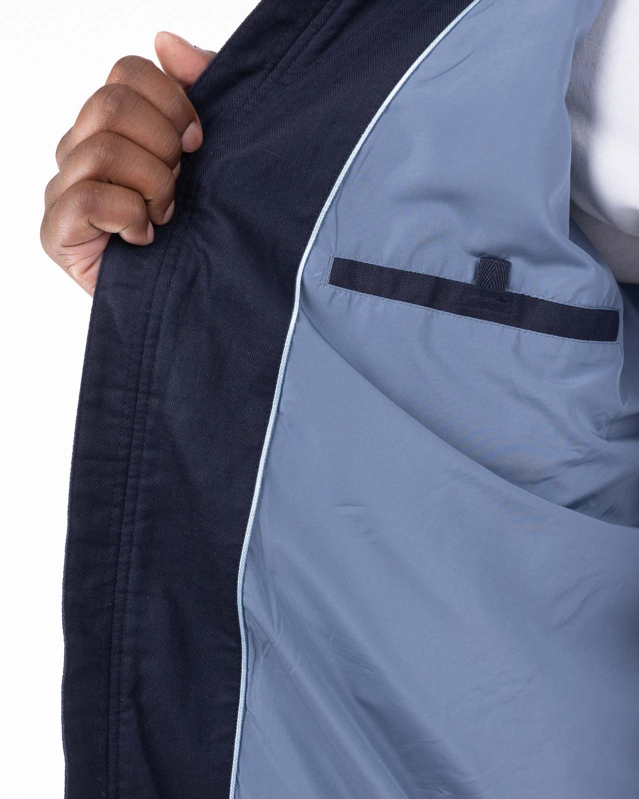 Blouson en coton et lin grande taille bleu marine