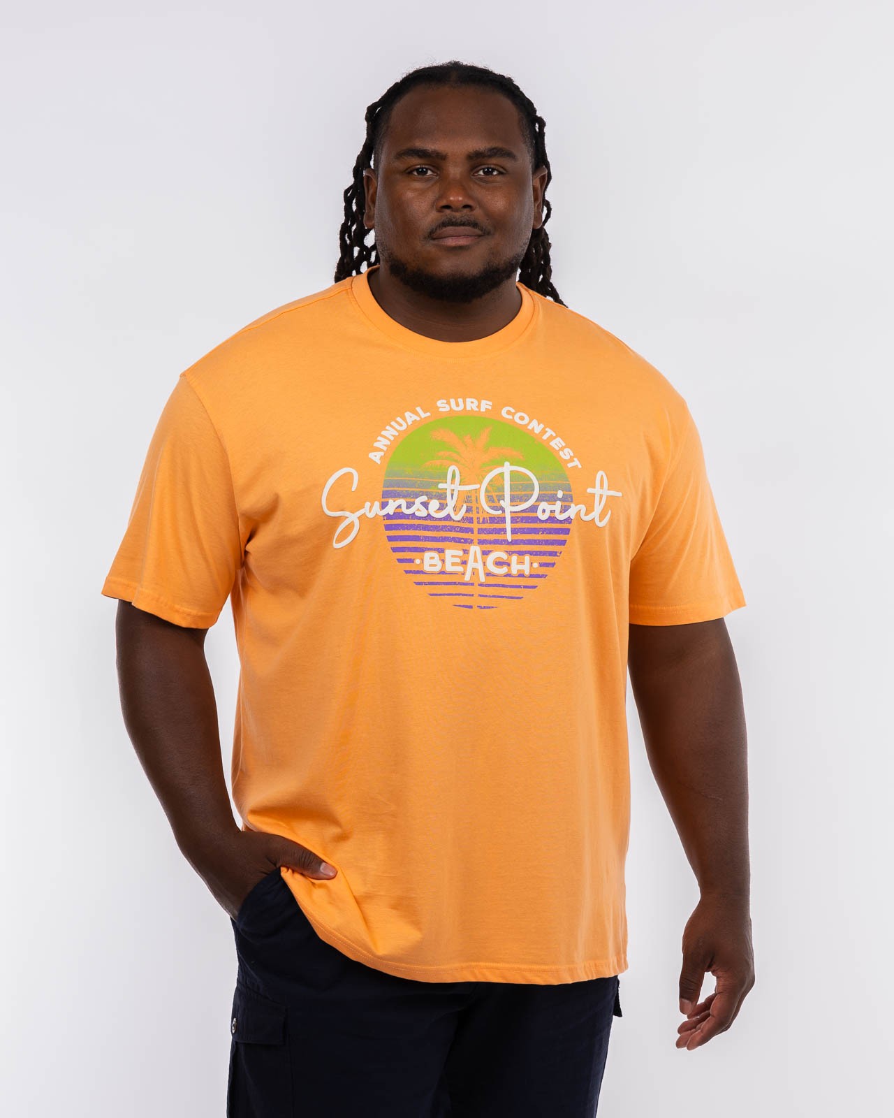 T-shirt col rond Sunset grande taille orange
