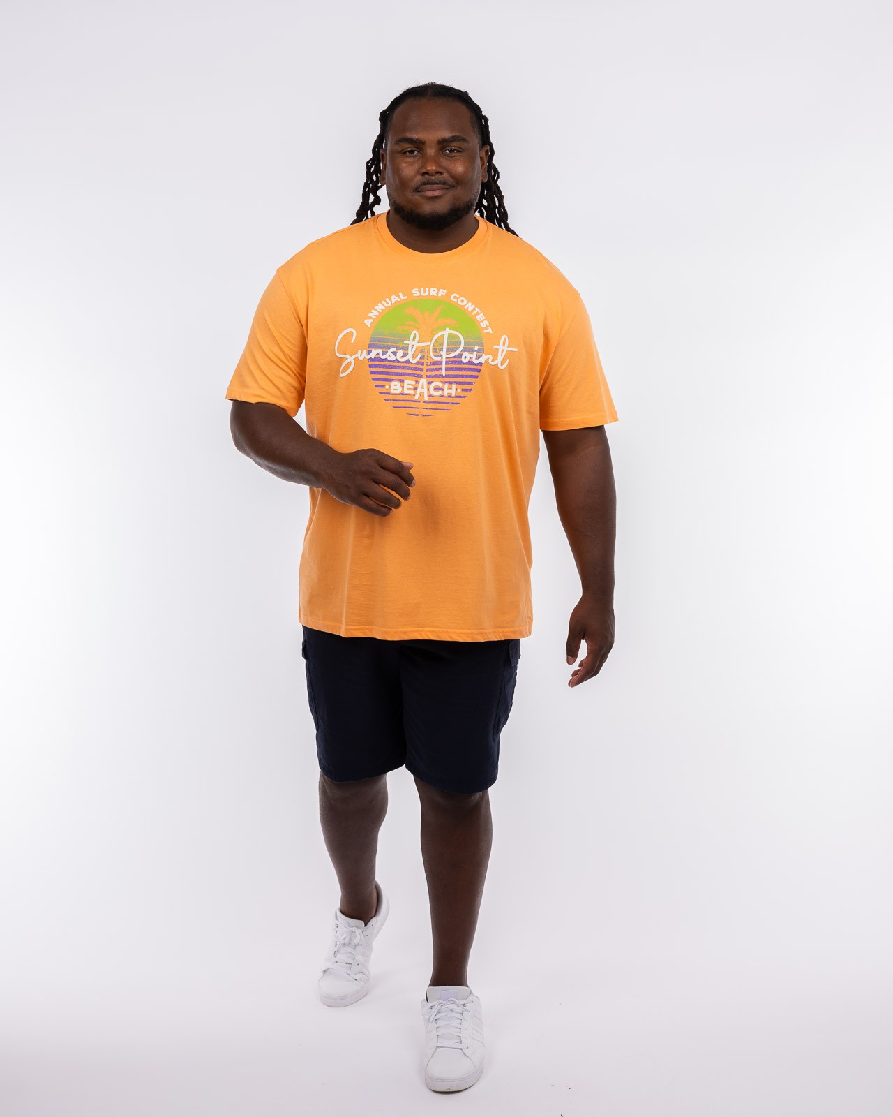 T-shirt col rond Sunset grande taille orange
