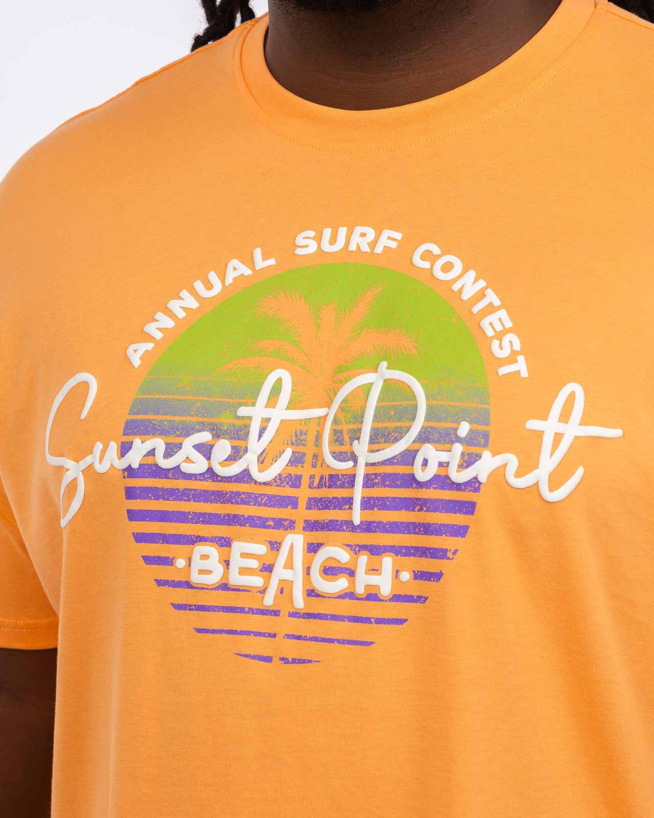 T-shirt col rond Sunset grande taille orange