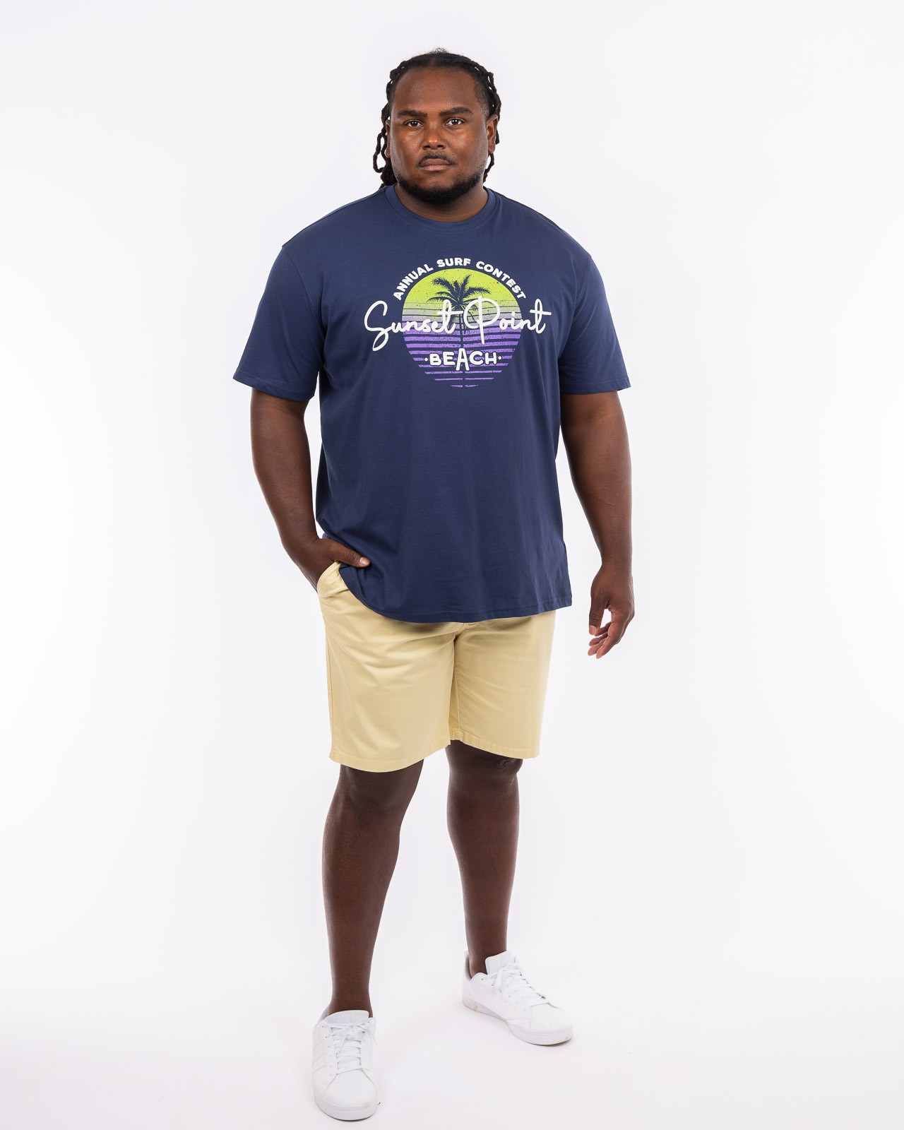 T-shirt col rond Sunset grande taille bleu marine