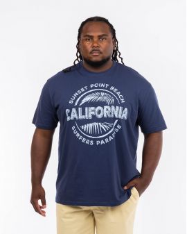 T-shirt col rond California grande taille bleu marine