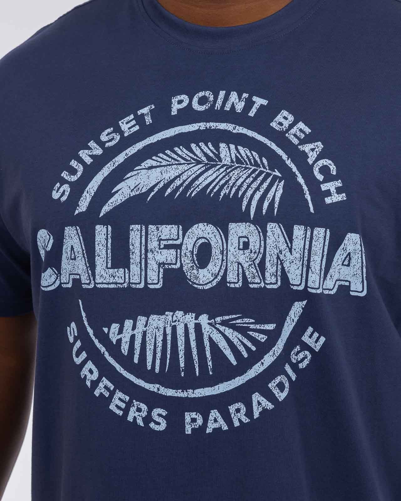 T-shirt col rond California grande taille bleu marine