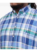 Chemise en lin à carreaux grande taille bleu