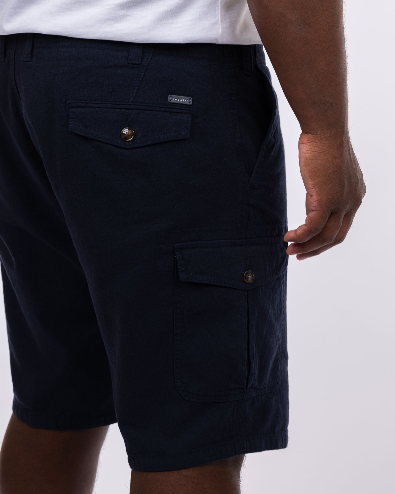 Short cargo en lin grande taille bleu marine