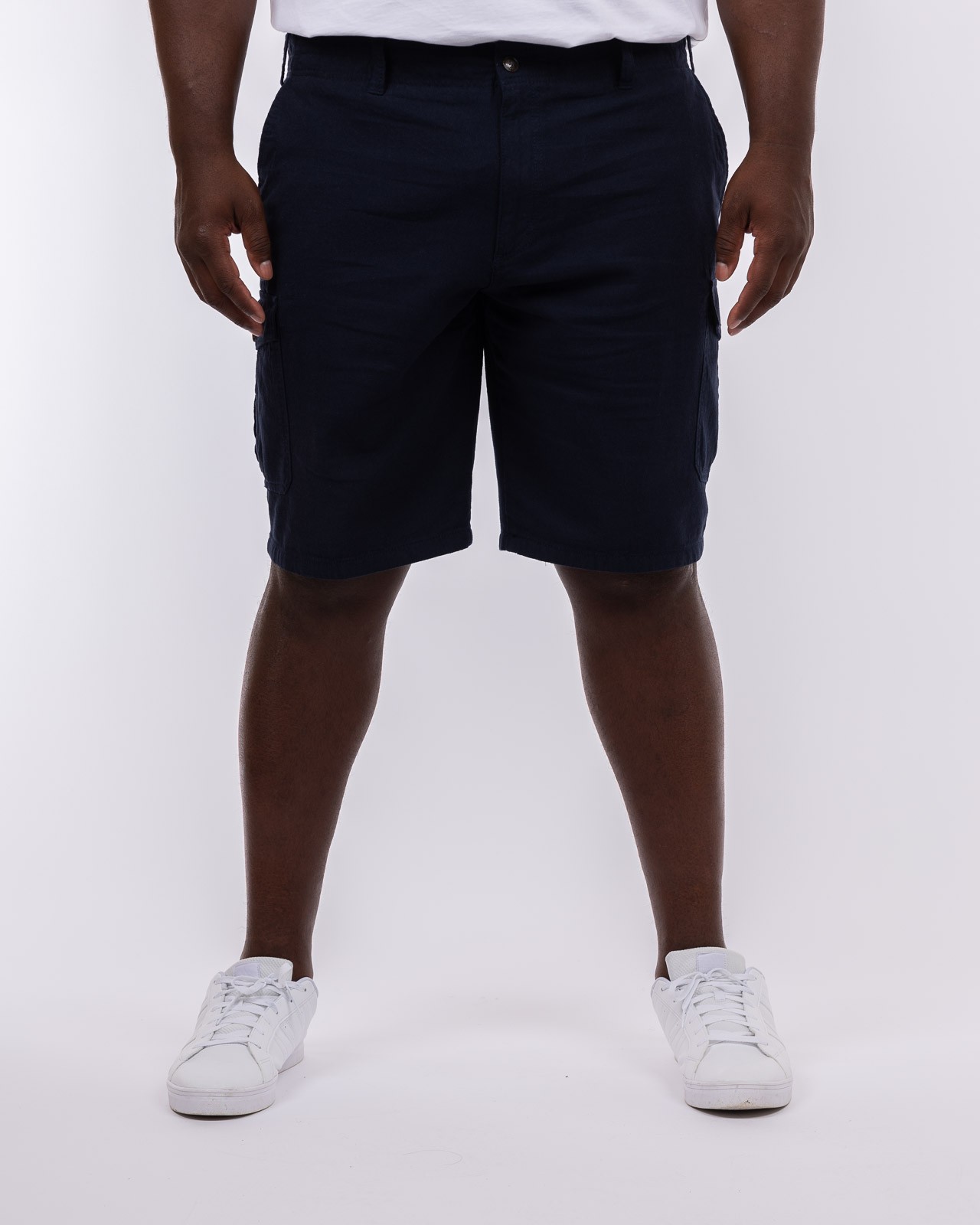 Short cargo en lin grande taille bleu marine