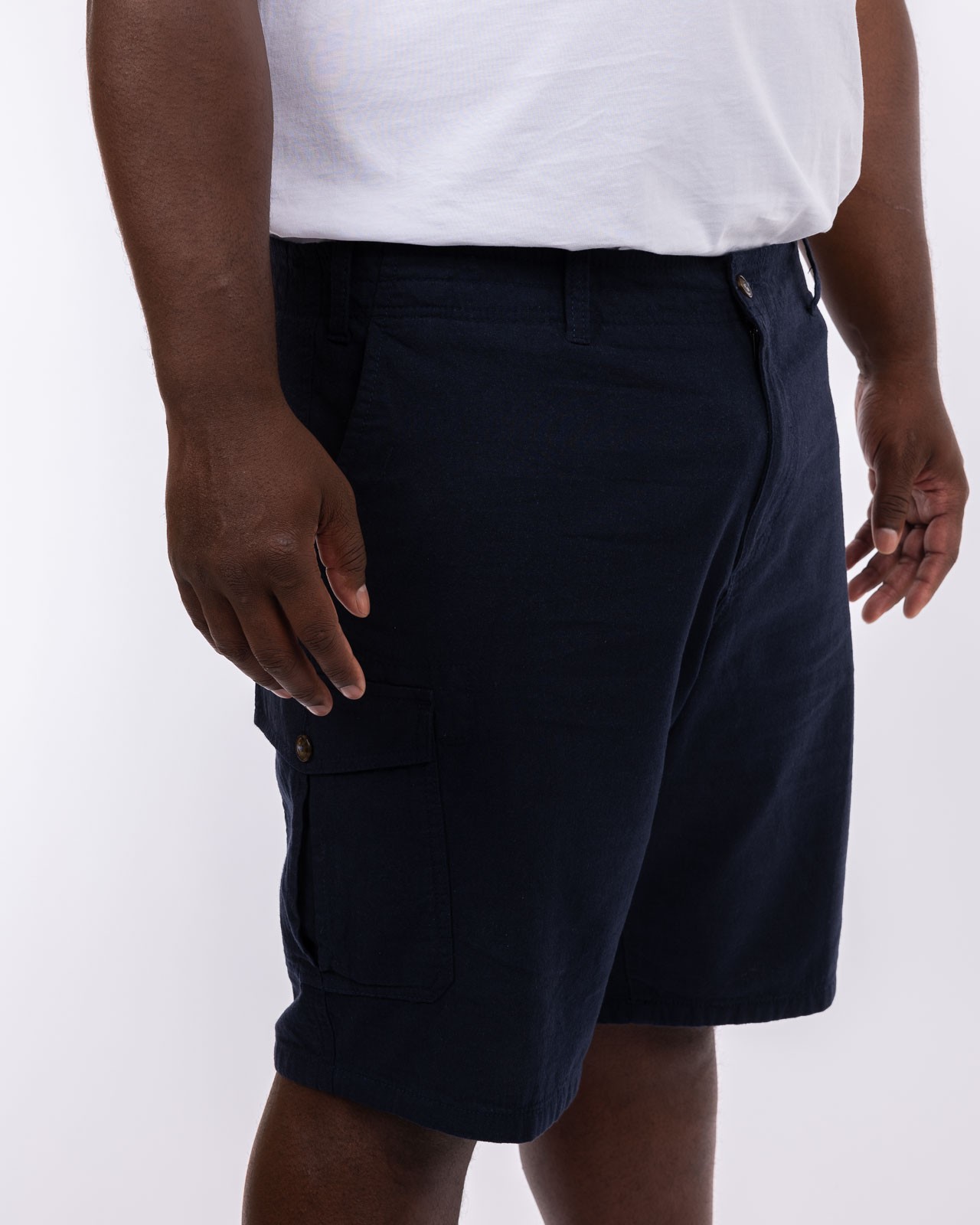 Short cargo en lin grande taille bleu marine