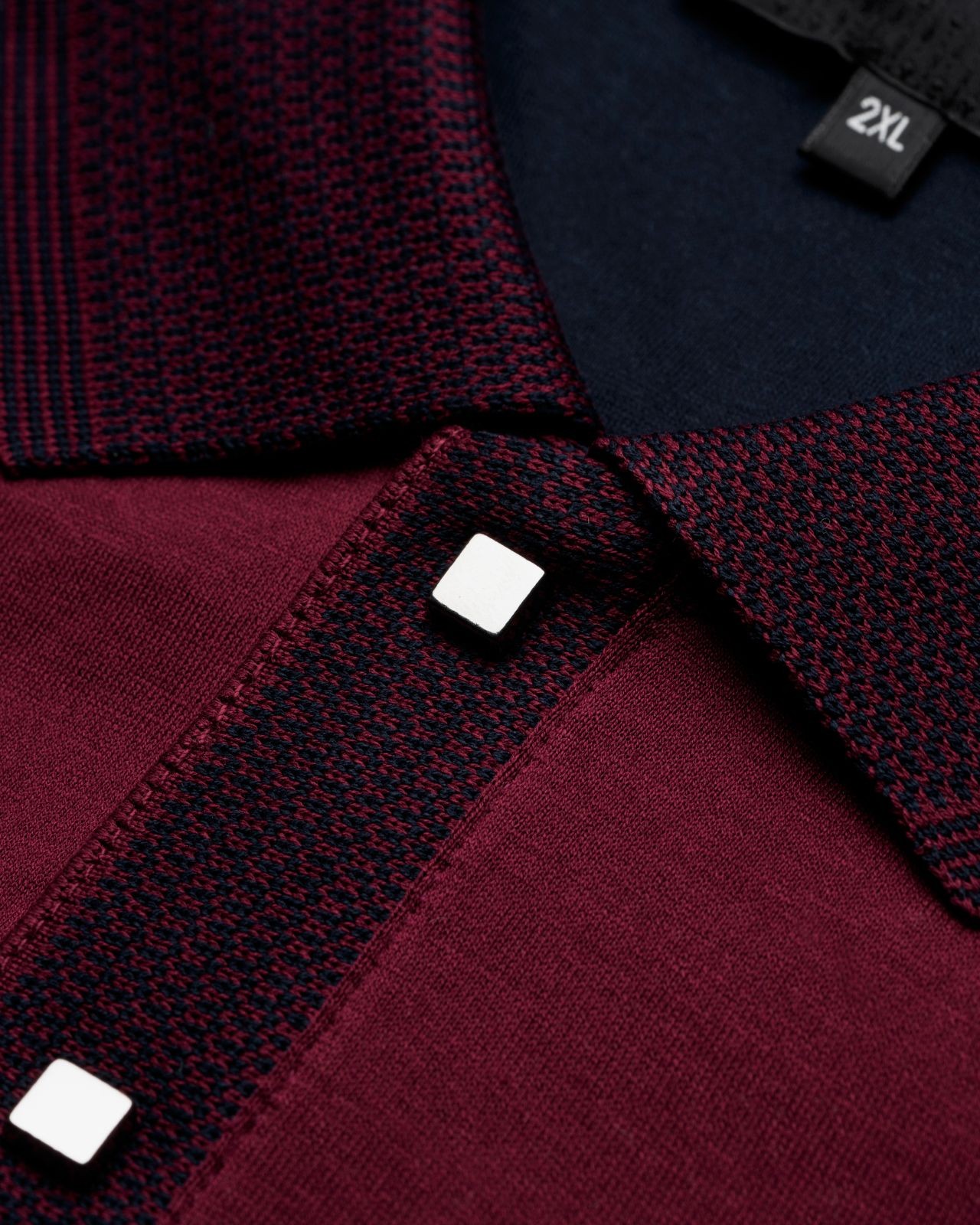 Polo manches longues mercerisé grande taille bordeaux